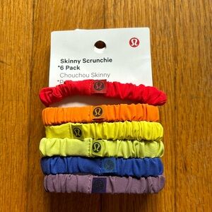 Lululemon Rainbow Skinny Scrunchies 6 Pack